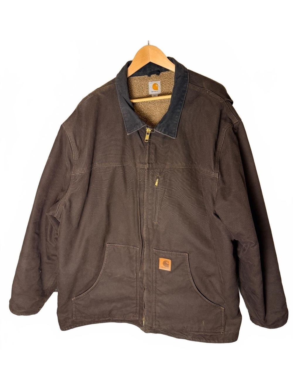 Carhartt Brown Sherpa Lined Jacket 3XL Men's Style C61 DKB - Picture 2 of 6